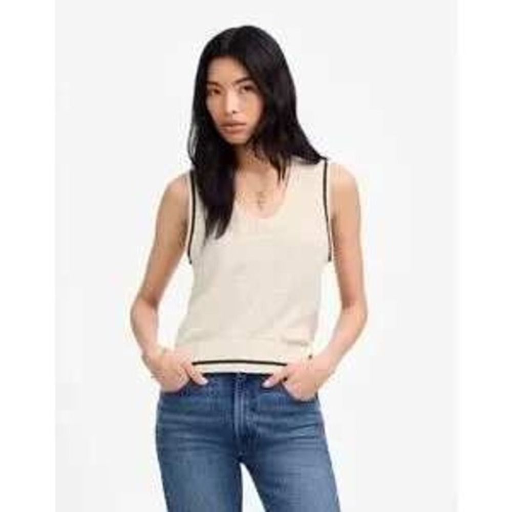 Madewell Bouclé Knit Sweater Tank Vest Womens Small Vintage‎ Ivory NV243